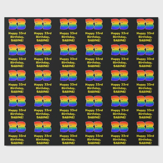 33rd Birthday: Fun, Colourful Rainbow Inspired # 3 Wrapping Paper (Flat)
