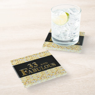 33rd Birthday Glass Coaster