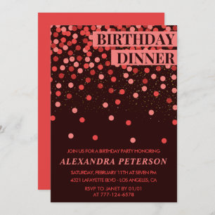 33rd birthday invitation Birthday dinner Confetti