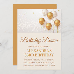 33rd birthday invitation Birthday dinner Gold