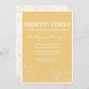 33rd birthday invitation Brunch Modern Yellow