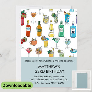 33rd birthday invitation Cocktail Contemporary