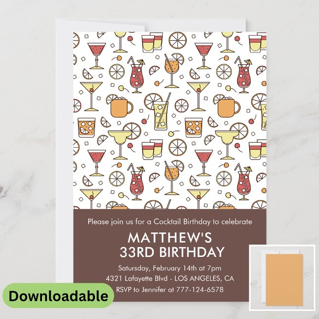 33rd birthday invitation Cocktail Stylish Pattern  (Creator Uploaded)