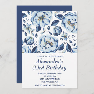 33rd birthday invitation Elegant Floral
