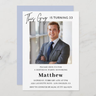 33rd birthday invitation Men Photo Elegant