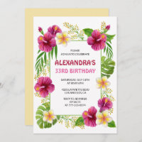 33rd birthday invitation Tropical Party Luau