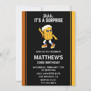 33rd birthday invitations Beer Surprise Party