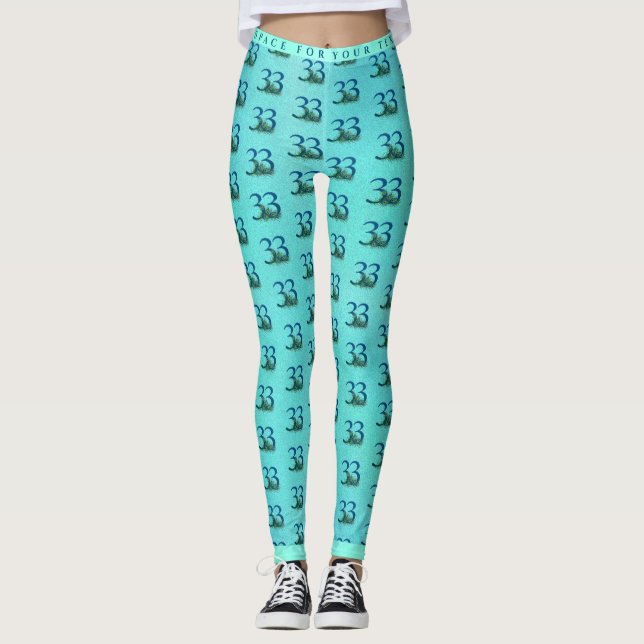 33rd Birthday or Anniversary Peacock Pattern Leggings (Front)