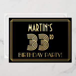 33rd Birthday Party — Art Deco Style “33” + Name