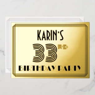 33rd Birthday Party — Art Deco Style “33” & Name