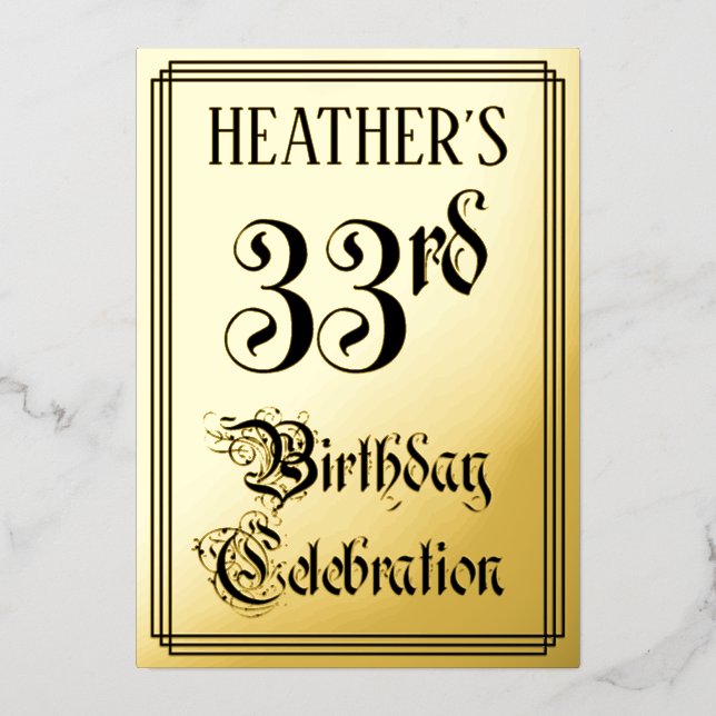 33rd Birthday Party — Elegant Script + Custom Name (Front)
