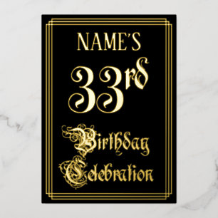 33rd Birthday Party — Fancy Script & Custom Name