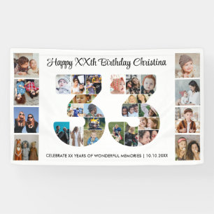 33rd Birthday Party Number 33 Photo Collage Banner