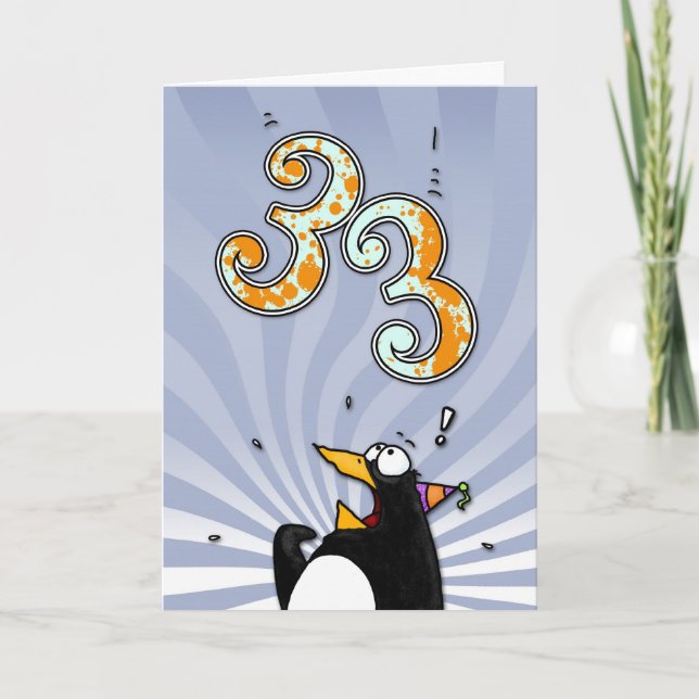 33rd Birthday - Penguin Surprise Card (Front)
