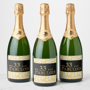 33rd Birthday Sparkling Wine Label