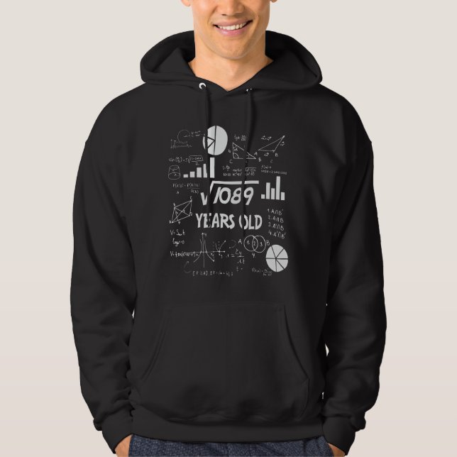 33rd Birthday Square Root Math 33 Years Old Bday Hoodie (Front)