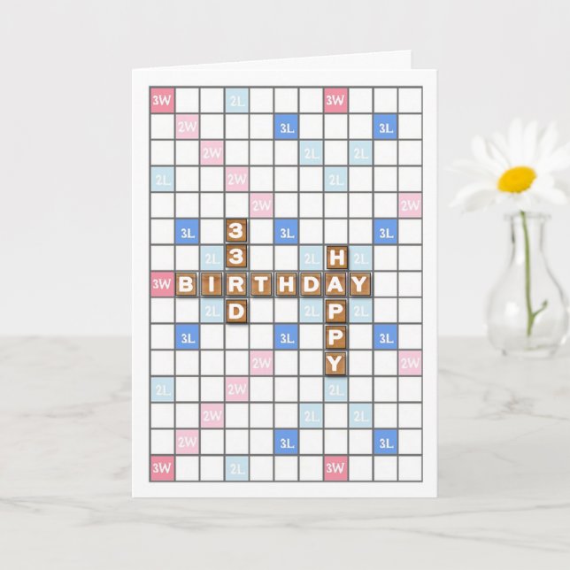 33rd Birthday, Word Game Board Card (Small Plant)