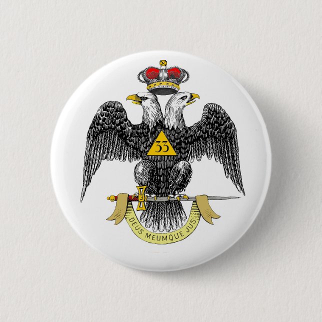 33rd Degree Scottish Rite Black Eagle 6 Cm Round Badge (Front)