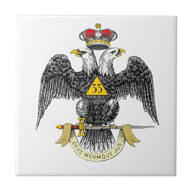 33rd Degree Scottish Rite Black Eagle Ceramic Tile (Front)