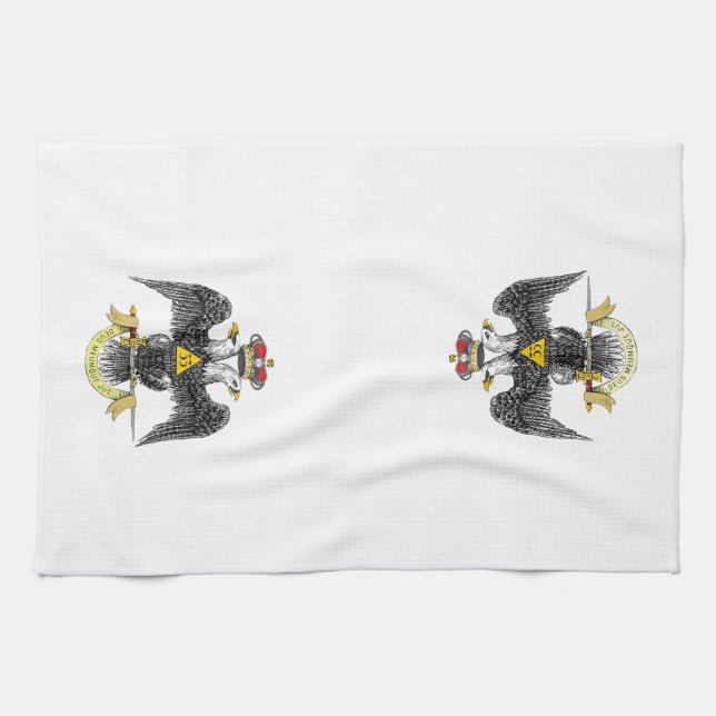 33rd Degree Scottish Rite Black Eagle Tea Towel (Horizontal)