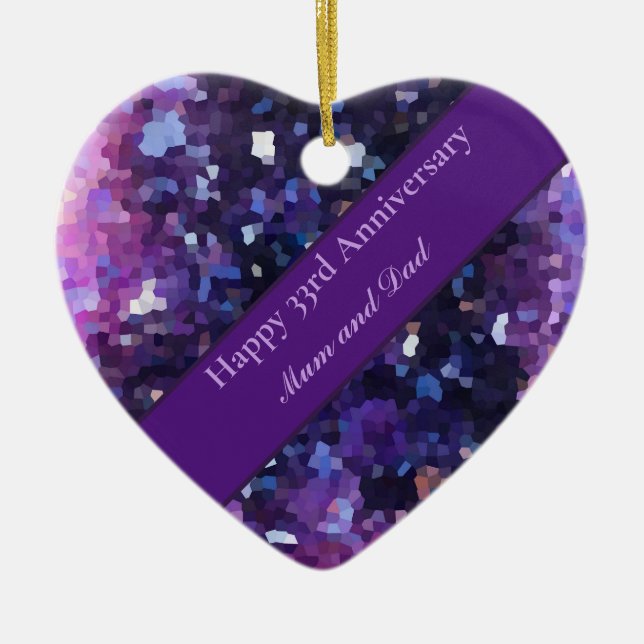 33rd Wedding Anniversary editable Ceramic Ornament (Front)