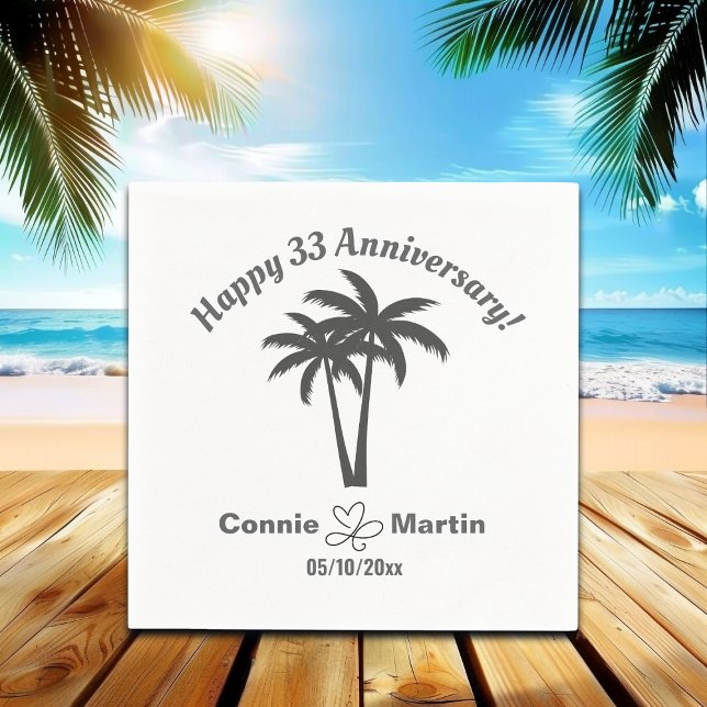 33rd Wedding Anniversary Palm Trees Napkin (Creator Uploaded)