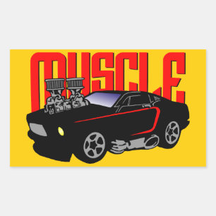 341 Cartoon Muscle Car Rectangular Sticker