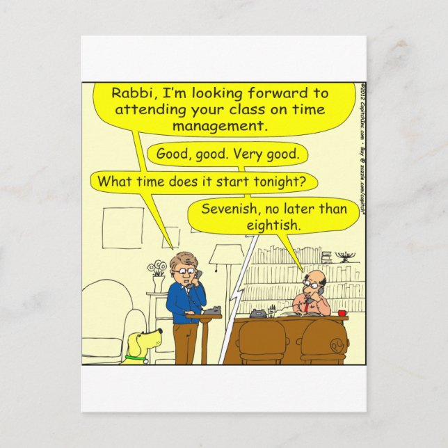 347 Class on time management colour cartoon Postcard (Front)