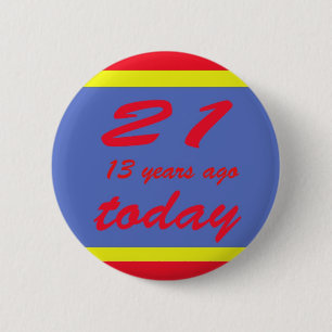 34 birthday 6 cm round badge