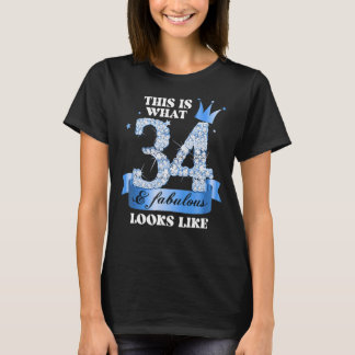 34 & Fabulous I Blue Black Party Group Candid Phot T-Shirt