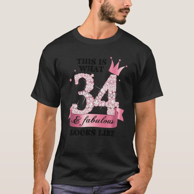 34 & Fabulous I Pink White Party Group Candid Phot T-Shirt (Front)
