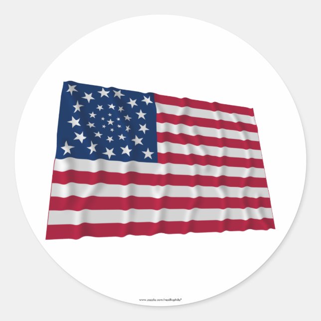 34-star flag, Wreath pattern, outliers Classic Round Sticker (Front)
