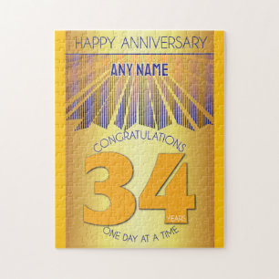 34 Year AA 12 Step Anniversary Personalised Jigsaw Puzzle