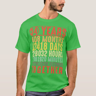 34 Year Anniversary Gifts for Her Him Couple 34th  T-Shirt