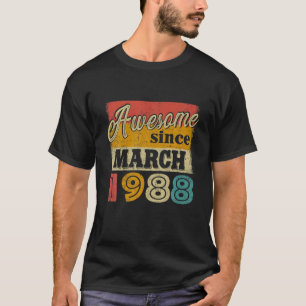 34 Year Old Awesome Since March 1988 Gifts 34Th Bi T-Shirt