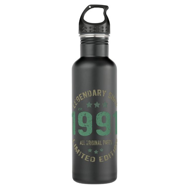 34 Year Old Bday 1991 Legend 36th Birthday Gift 710 Ml Water Bottle (Front)