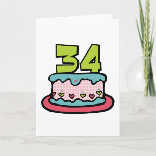 34 Year Old Birthday Cake Card