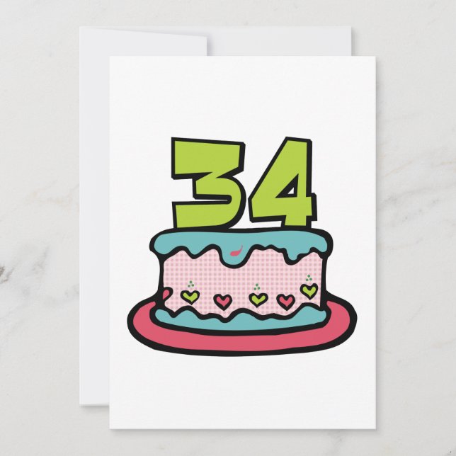34 Year Old Birthday Cake Card (Front)