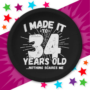 34 Year Old Sarcastic Meme Funny 34th Birthday Paper Plate