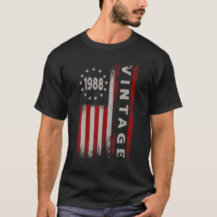 34 Year Old Vintage 1988 American Flag 34th Birth T-Shirt