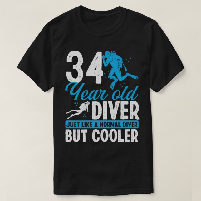 34 Year Scuba Diving Diver Snorkel 34 Birthday T-Shirt (Design Front)
