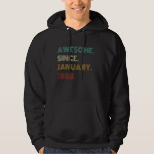 34 Years Old Awesome Since January 1988 34th Birth Hoodie