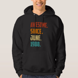 34 Years Old Awesome Since June 1988 34th Birthday Hoodie