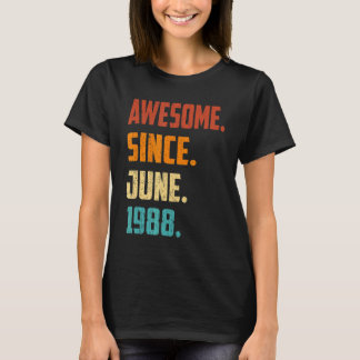 34 Years Old Awesome Since June 1988 34th Birthday T-Shirt
