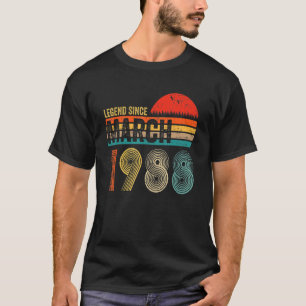 34 Years Old Retro Birthday Legend Since March 19 T-Shirt