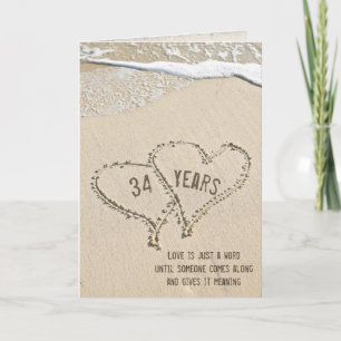 34th Anniversary Beach Hearts Card