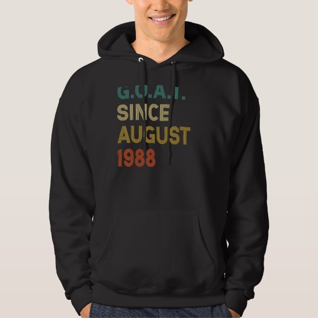 34th Birthday 34 Years Old Goat Since August 1988 Hoodie (Front)