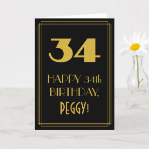 34th Birthday – Art Deco Inspired Look "34" & Name Card