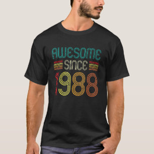 34th Birthday  Awesome Since 1988 34 Years Old Vin T-Shirt