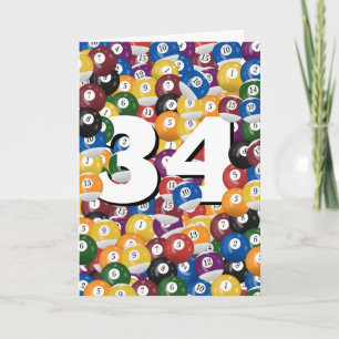 34th Birthday Billiard Balls  Card